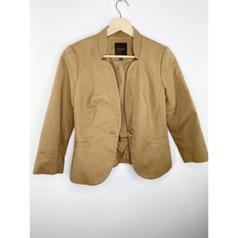 The Limited Collection Khaki Tan One Button Blazer Jacket Women XS Office Career
